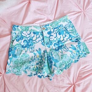 Lilky Pulitzer Floral Blue and Green Women's Buttercup Shorts